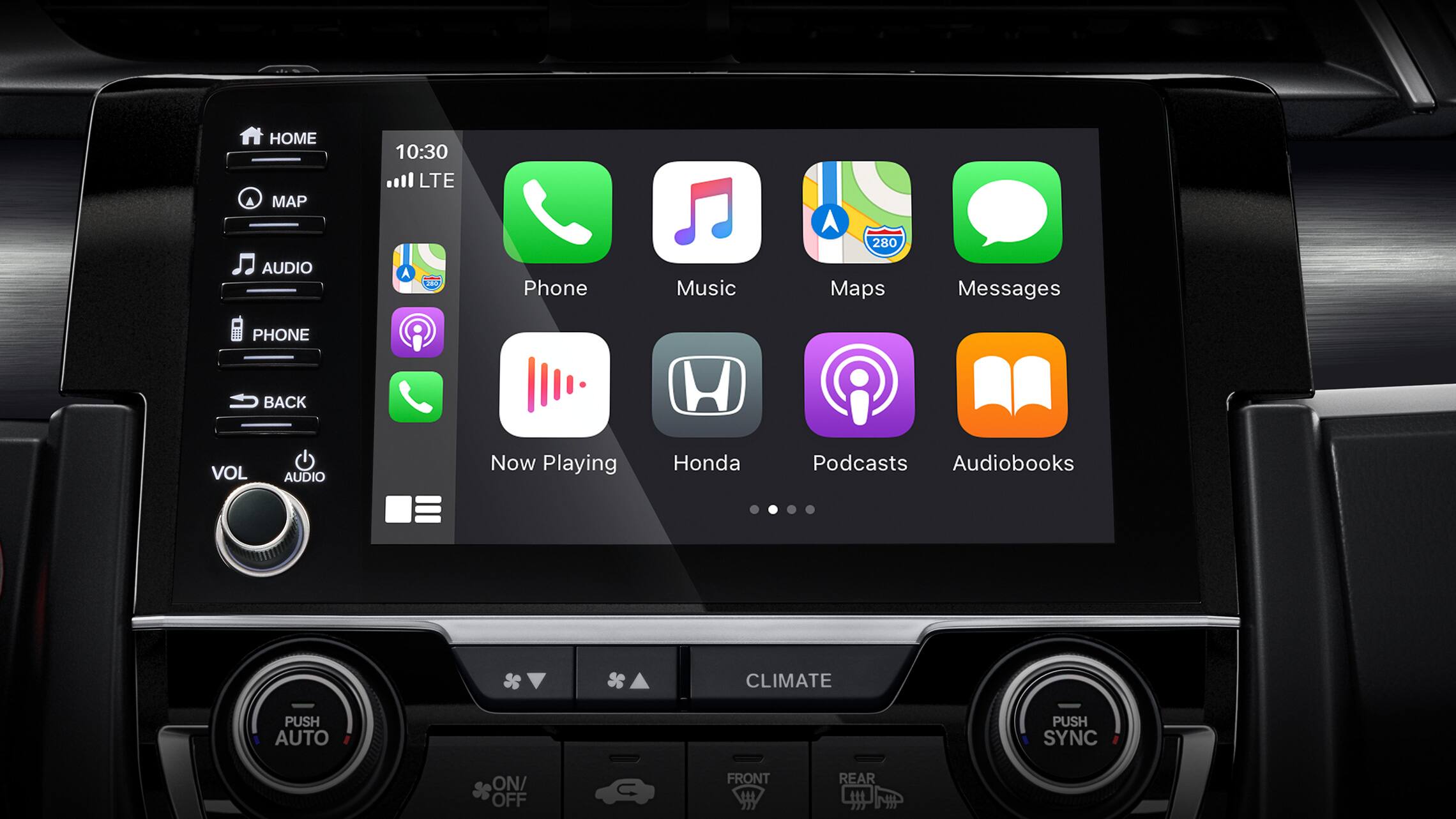 Apple CarPlay® screen detail on Display Audio touch-screen in the 2021 Honda Civic Sport Touring Hatchback.